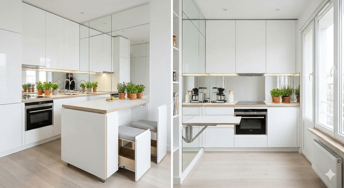 معجزه فضای کوچک: ۱۵ نکته کلیدی برای طراحی آشپزخانه کوچک (بیشترین استفاده از فضا)